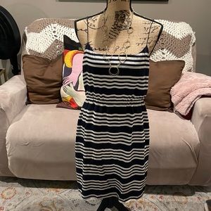 J.Crew Navy blue and white striped  dress